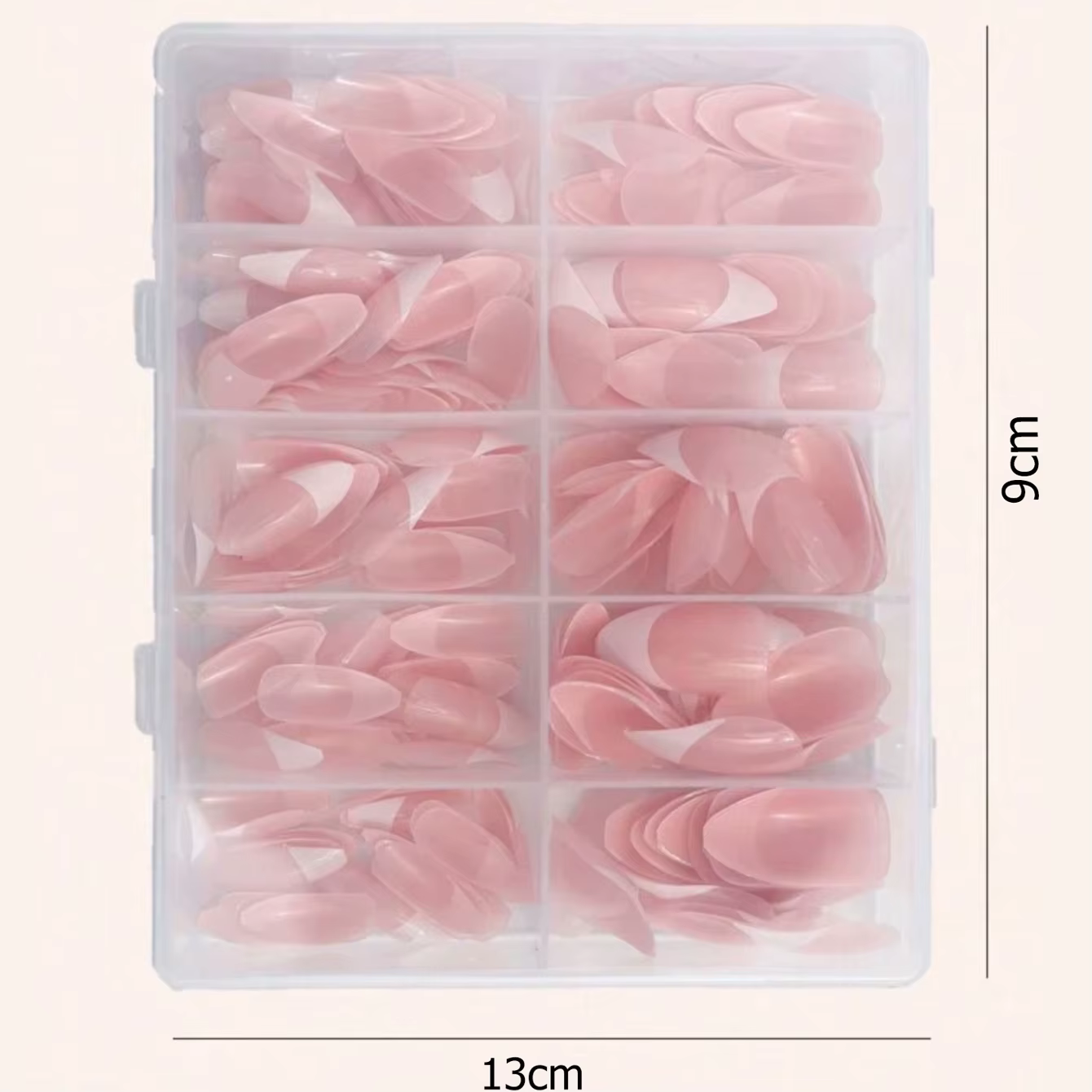 Faux ongles français blanc amande pour femmes et filles