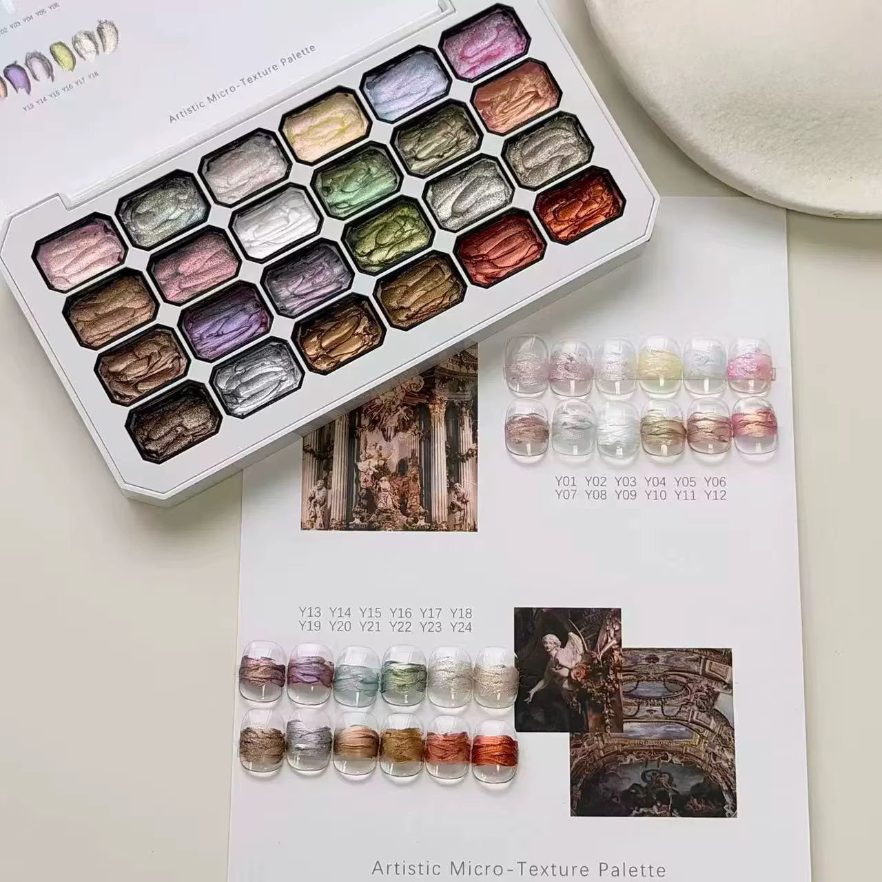 24 Couleurs Poudre de Fée Crème Gel Nail Art 3D UV/LED Gel Micro-Texture DIY Accessoires de Conception Florale pour Outils de Manucure