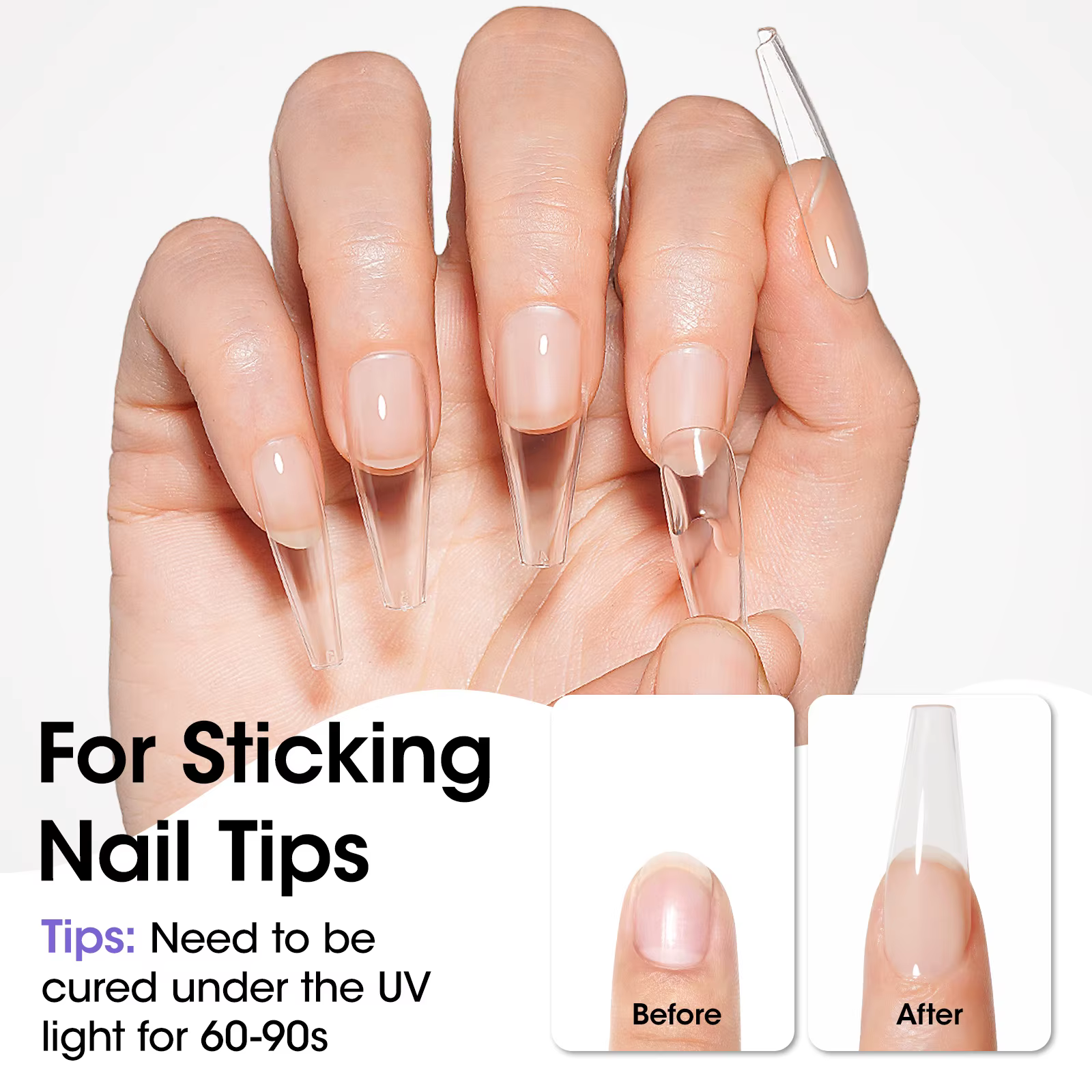 GELLEN Professionnel 4 en 1 Colle à ongles en gel 100ml Adhésif puissant durcissant aux UV pour extensions d'ongles Longue tenue Manucure DIY