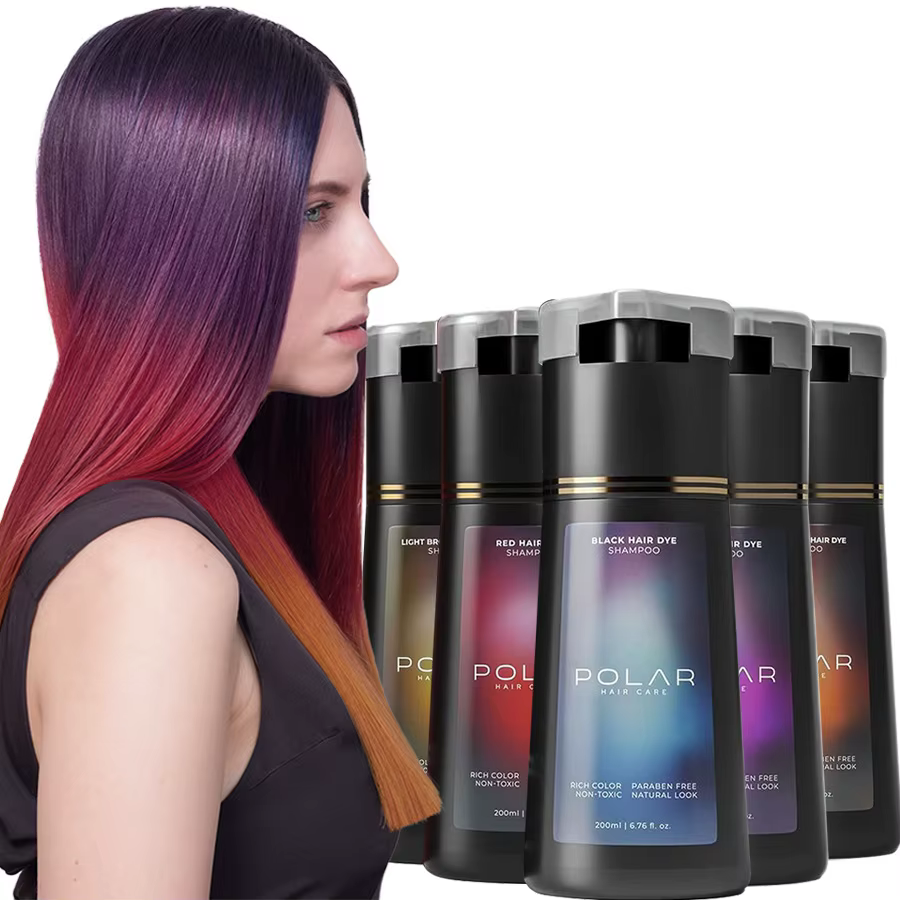 Shampoing de teinture capillaire pour cheveux gris pour femmes et hommes, Kit de teinture capillaire naturelle, Semi-permanent, noir, marron, violet, 200ml