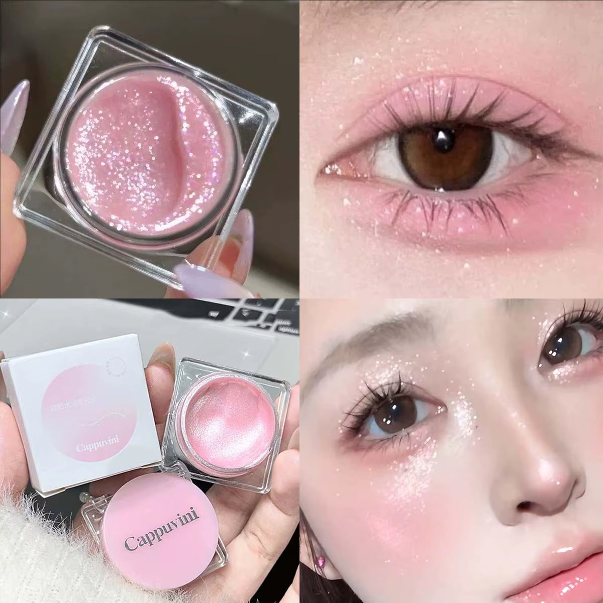 Gel surligneur à paillettes roses