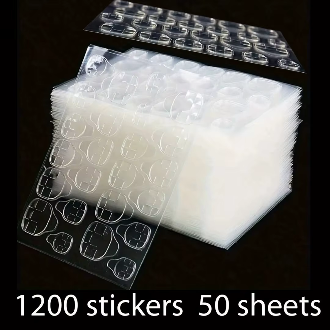 1200-240 Ultra-mince 50-10 feuilles Double face Gel ongles autocollants gelée colle Super collant imperméable