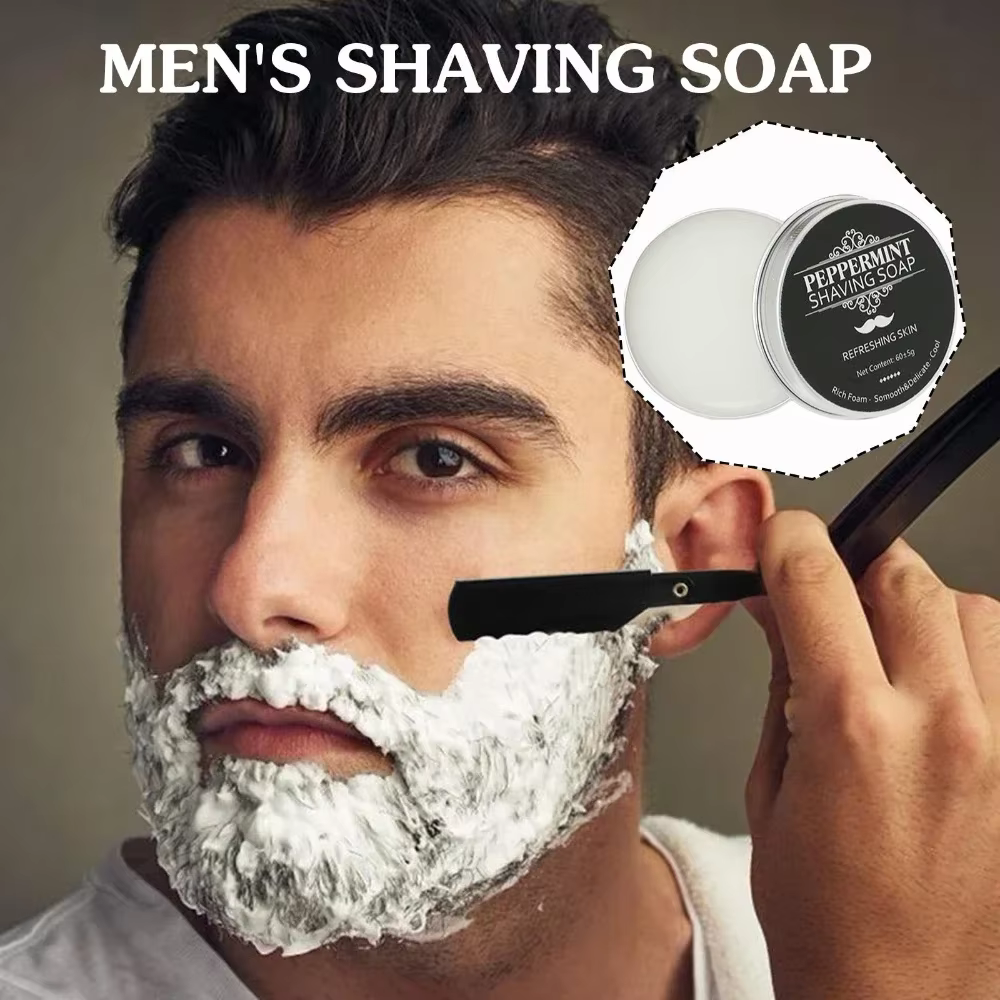 Barre de savon pour le rasage des oreilles, Texture lisse faite à la main, crème de rasage en mousse biologique pour hommes, rafraîchissement du visage et entretien de la nettoyage