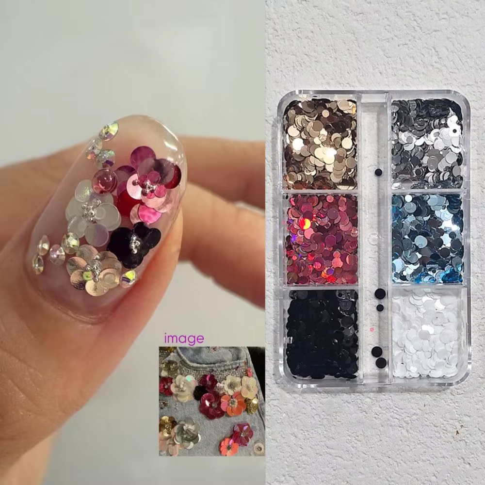 Décorations créatives pour ongles à 6 compartiments