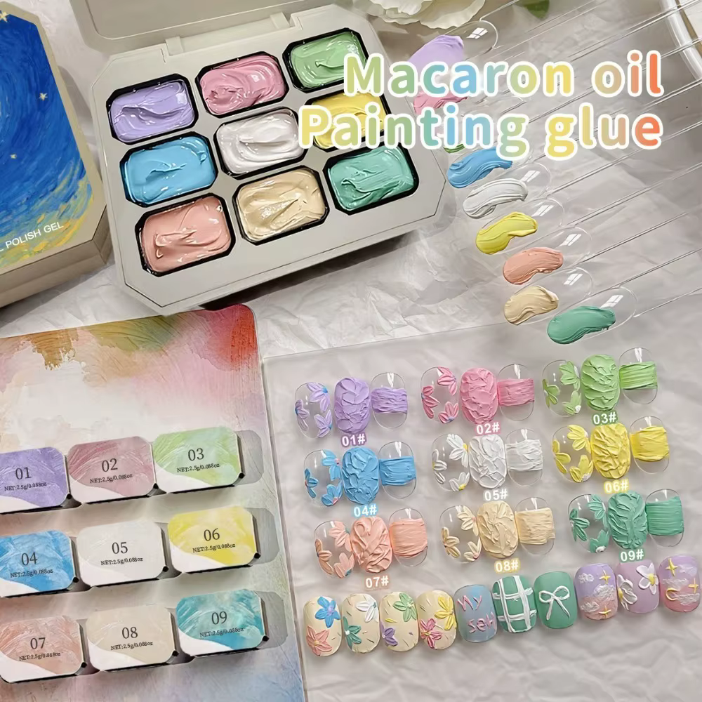Kit Complet de Gel Peinture à l'Huile Macaron 9 Couleurs - Gel
