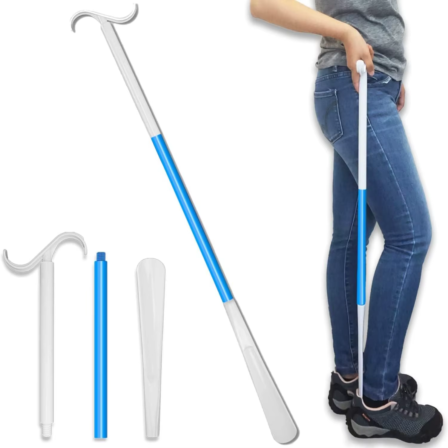 Ensemble de soins post-chirurgicaux 2 pièces, kit d'assistance pour personnes âgées, comprend un aide-chaussette et un chausse-pied