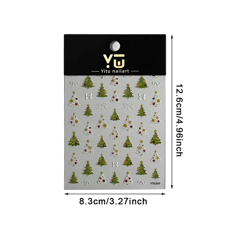 Autocollants pour ongles en forme d'arbre de noël