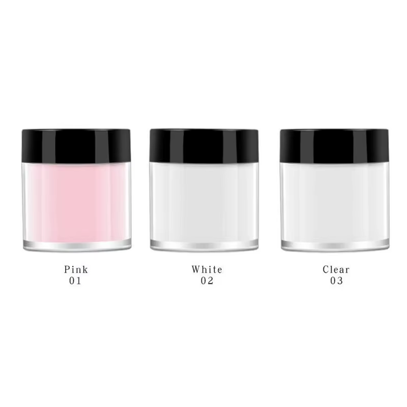 Poudre acrylique transparente blanche rose pour ongles