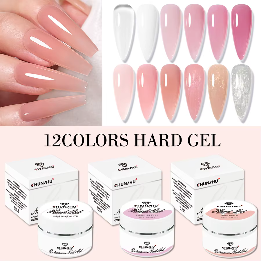 30ML Gel dur pour Extension d'ongles blanc laiteux constructeur Gel auto-nivelant renfort Gels pour ongles Camouflage manucure