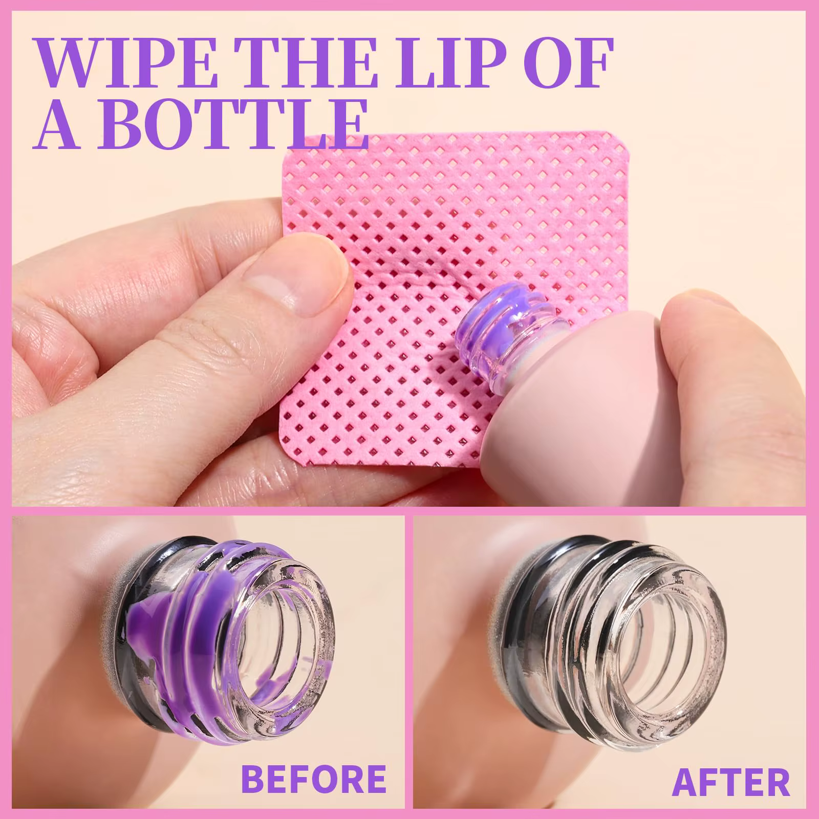 LINMANDA 200 pièces lingettes de nettoyage des ongles non pelucheuses tampons