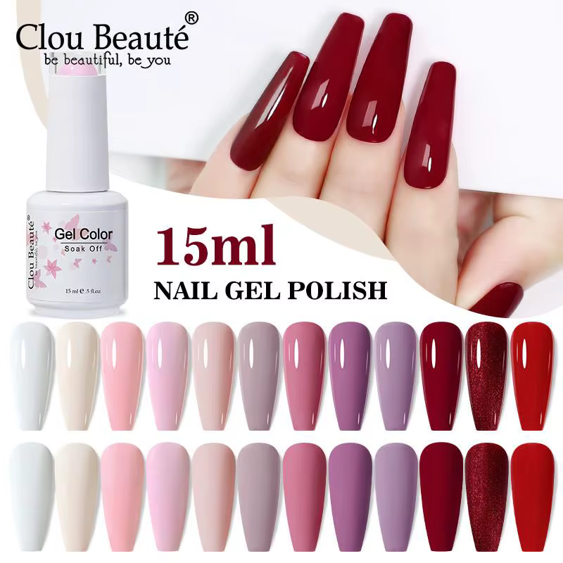 Clou Beaute Gel Color Hema TPO Free 15ml Vernis à ongles gel UV Soak Off pour Nail Art et Manucure