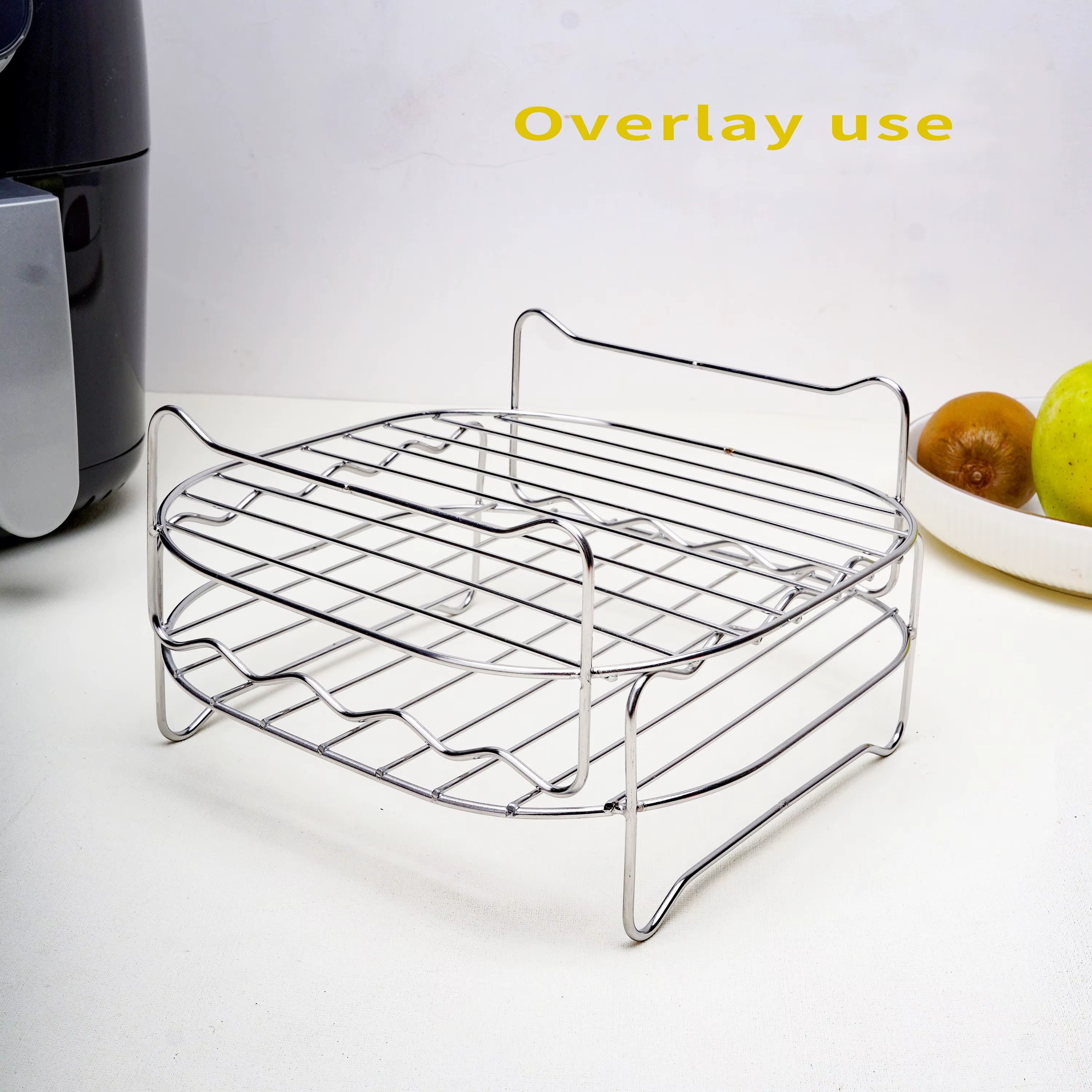 Support double couche pour friteuse à air, support polyvalent pour accessoires de friteuse à air