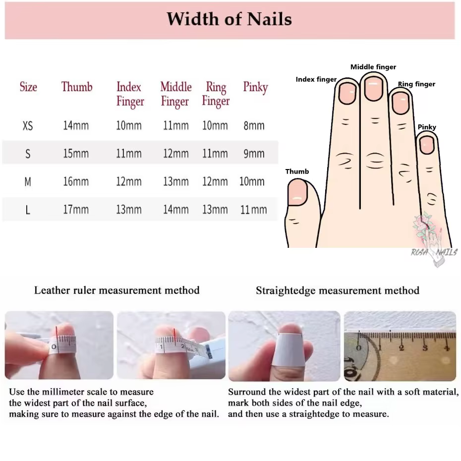 ROSA NAILS-Ensemble de faux-ongles à pression