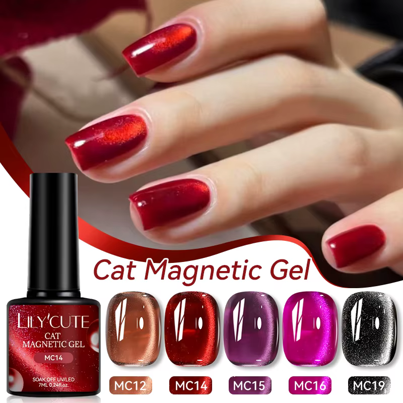 LILYCUTE 7ml café or paillettes chat Gel magnétique hiver automne rouge marron série tremper UV LED Gel vernis manucure Nail Art