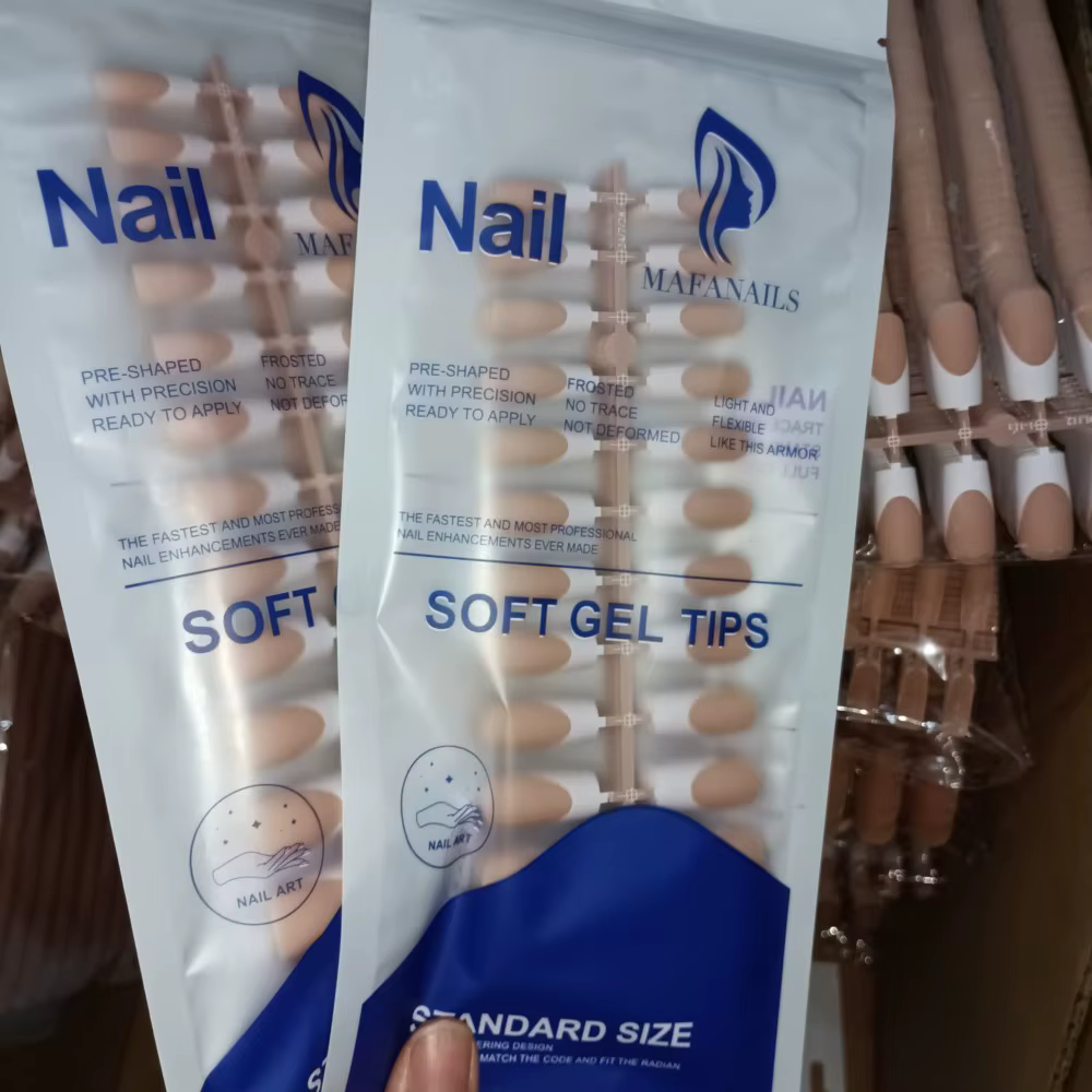 120 pièces rose pointe française ongles à pression longueur moyenne forme carrée avec finition brillante faux