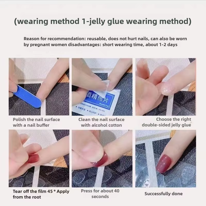 Faux ongles français courts en forme de bec de canard