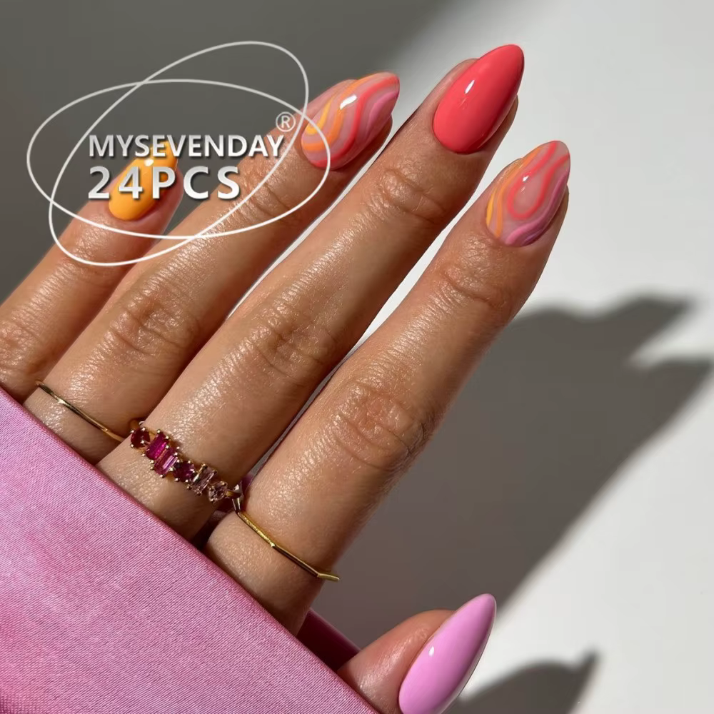 24 pièces en gros Faux ongles à presser style français