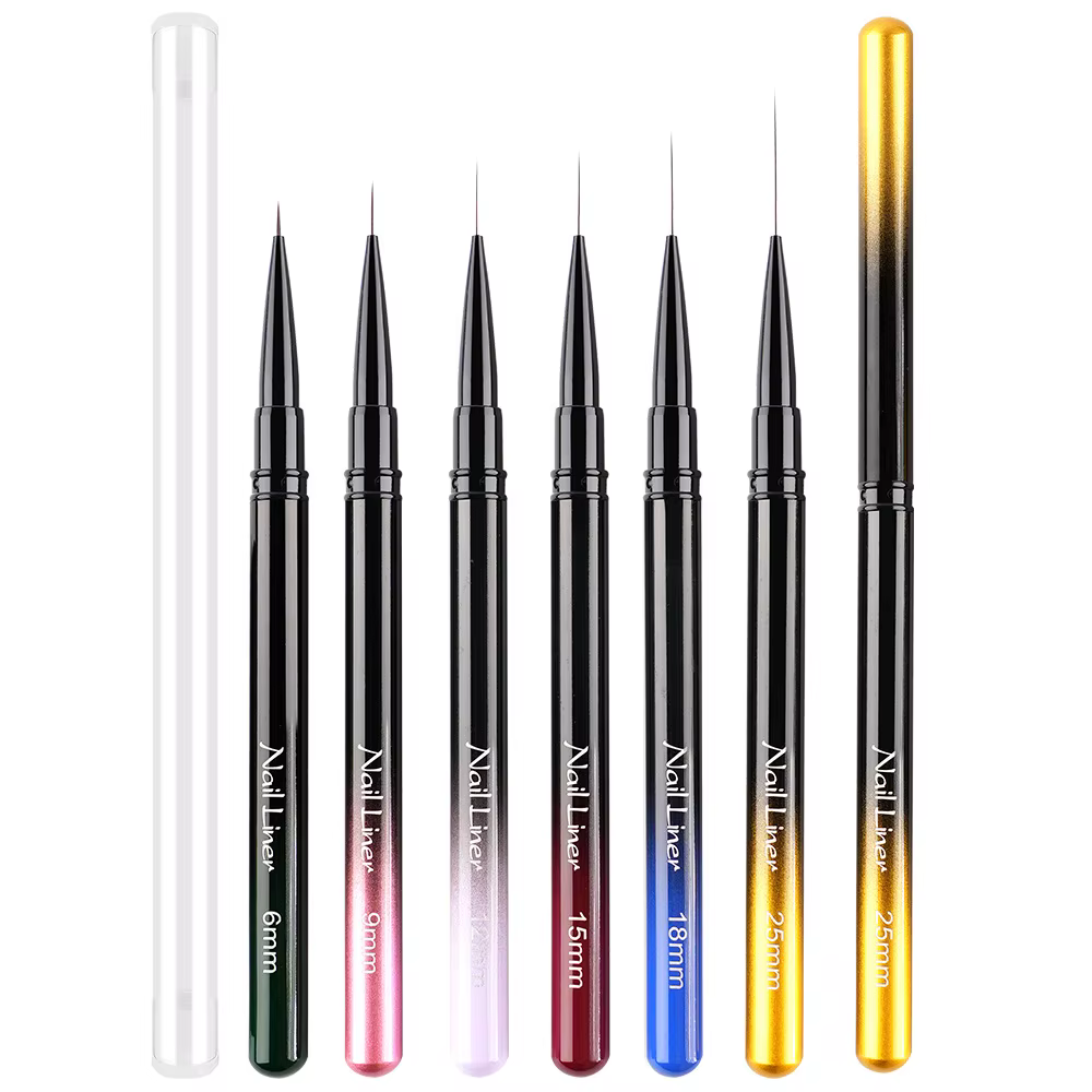 Pinceau de précision pour nail art 6/9/12/15/18/25mm – Stylo de dessin à fines rayures pour manucure DIY