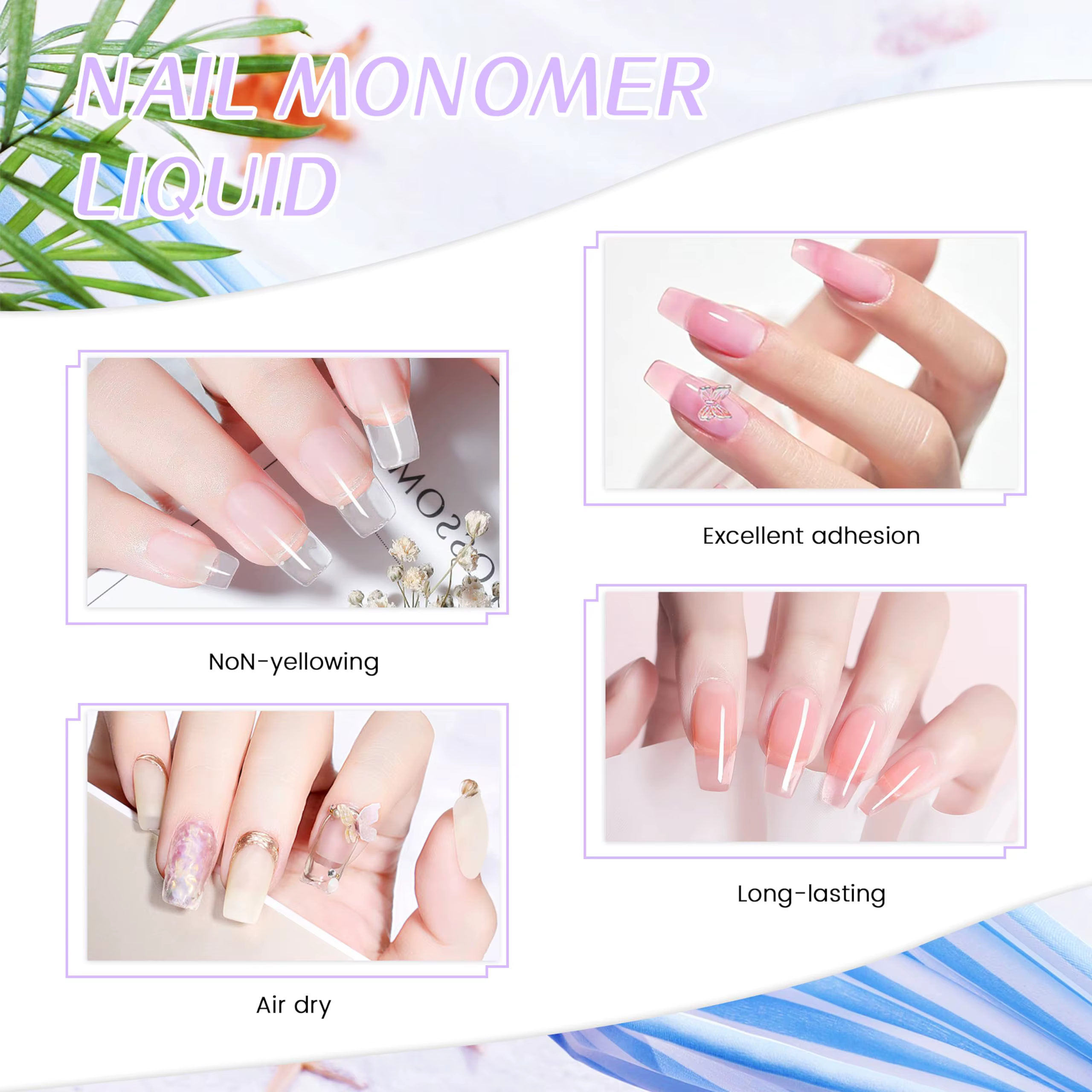 Nail Flowers Monomère - Kit professionnel de système d'ongles en acrylique -120 ml - EMA - Cadeau de Noël festif pour filles - Pas de parfum