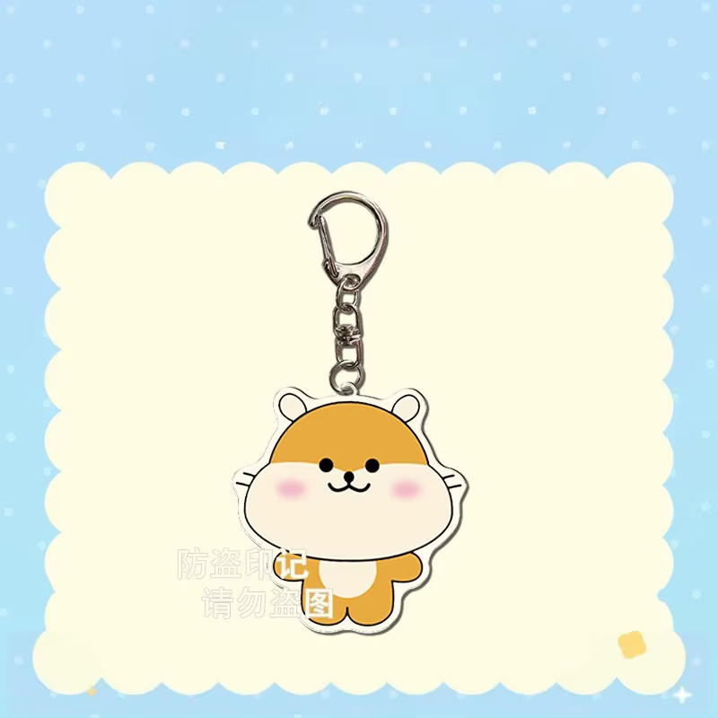 Ensemble de porte-clés en acrylique avec animaux de dessin animé mignons : Hamster, Tigre, Chat, Lapin, Chien. Accessoires de sac Kawaii, Pendentif Album LIKE YOU BETTER.