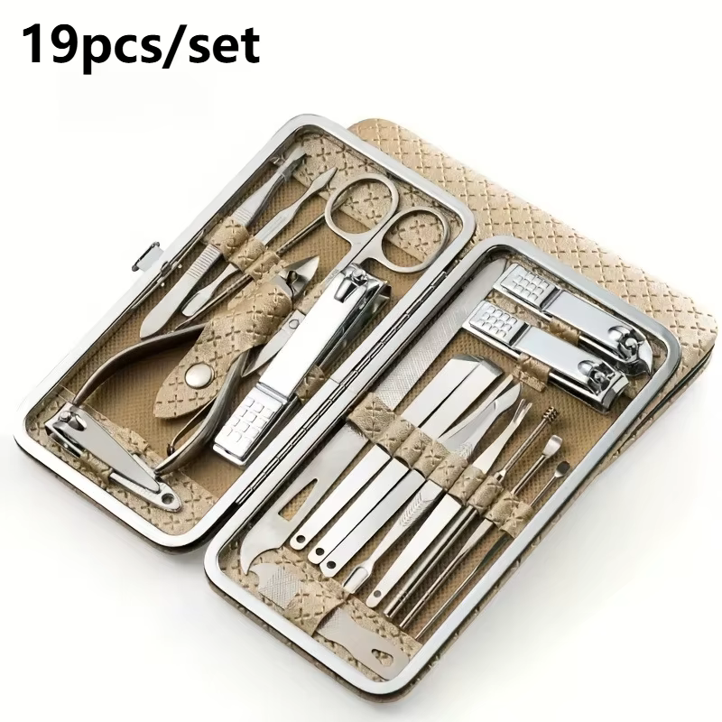 Ensemble d'outils de manucure et de pédicure 19 pièces/ensemble avec boîte de rangement