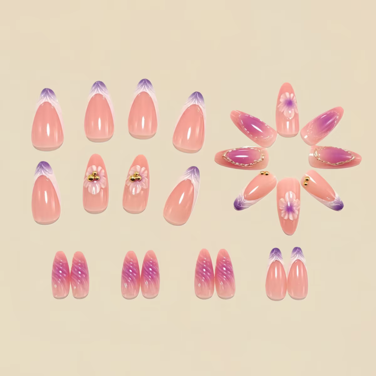 Faux ongles moyens pour femmes et filles