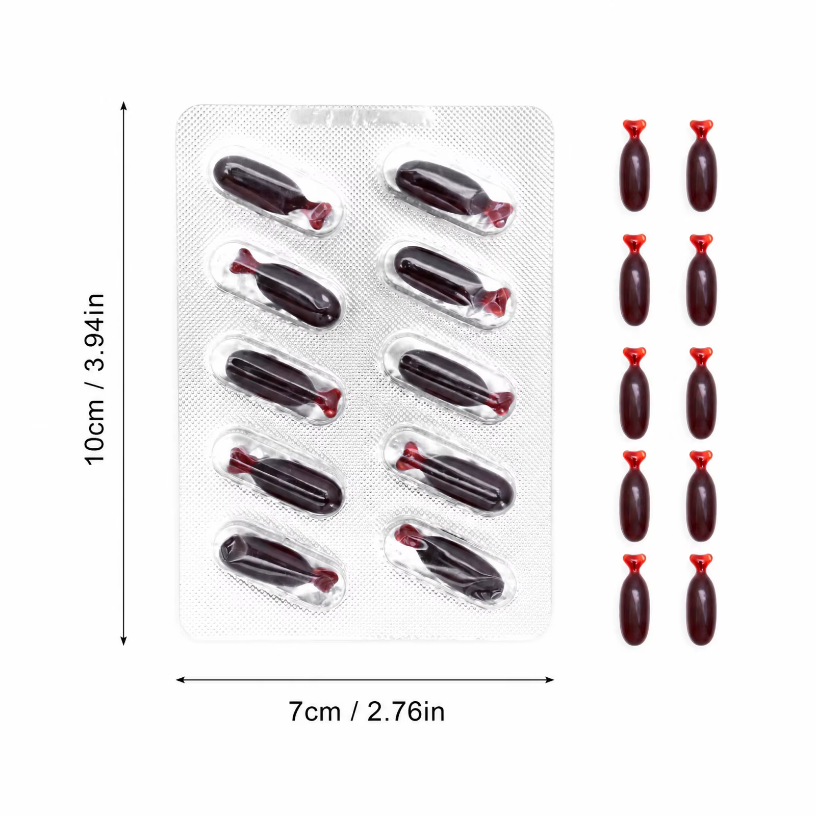 10 capsules de sang artificiel pour les farces, capsules de plasma factices pour les fêtes d'Halloween et accessoires de déguisement amusants, capsules de sang artificiel pour vampires