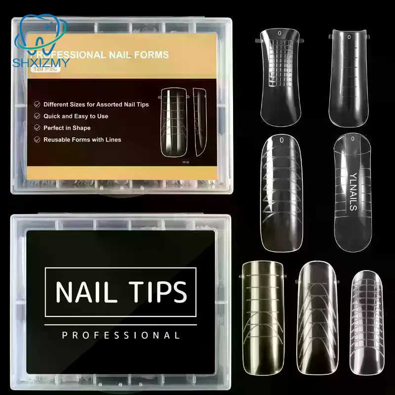 100/120 pièces modèle d'armure en cristal français formes d'ongles Extensions de manucure faux ongles conseils construction rapide Gel moule Nail Art Salon bricolage