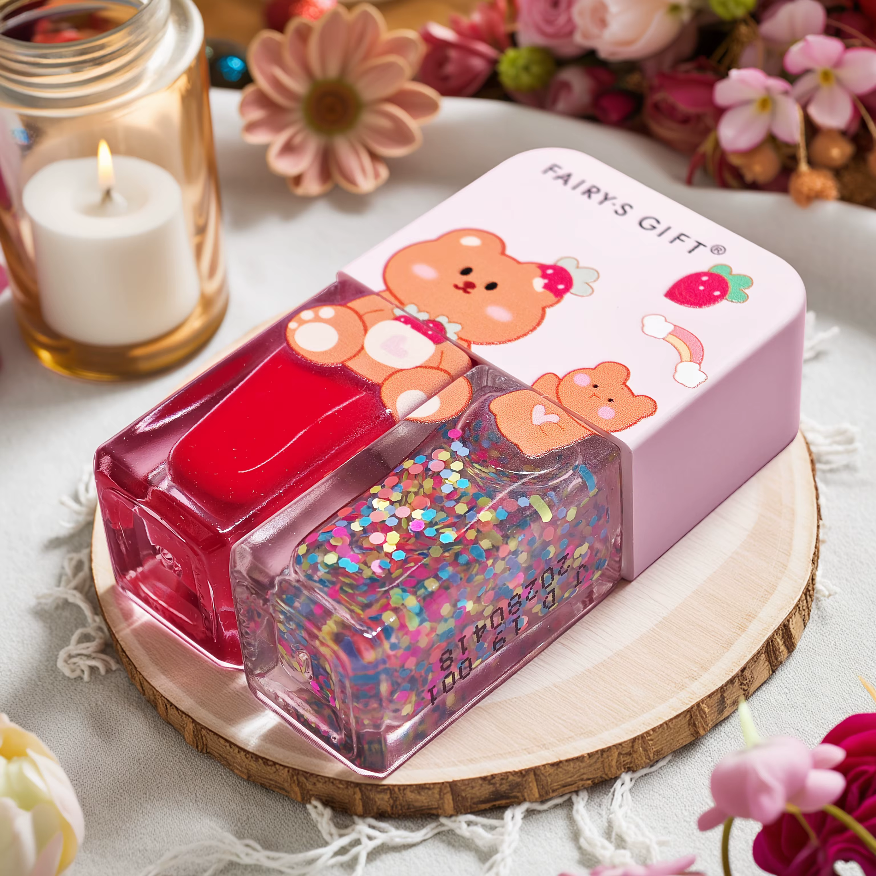 S01 Little Bear Balloon ensemble de 2 bouteilles vernis à ongles sans cuisson séchage rapide longue durée pelable à
