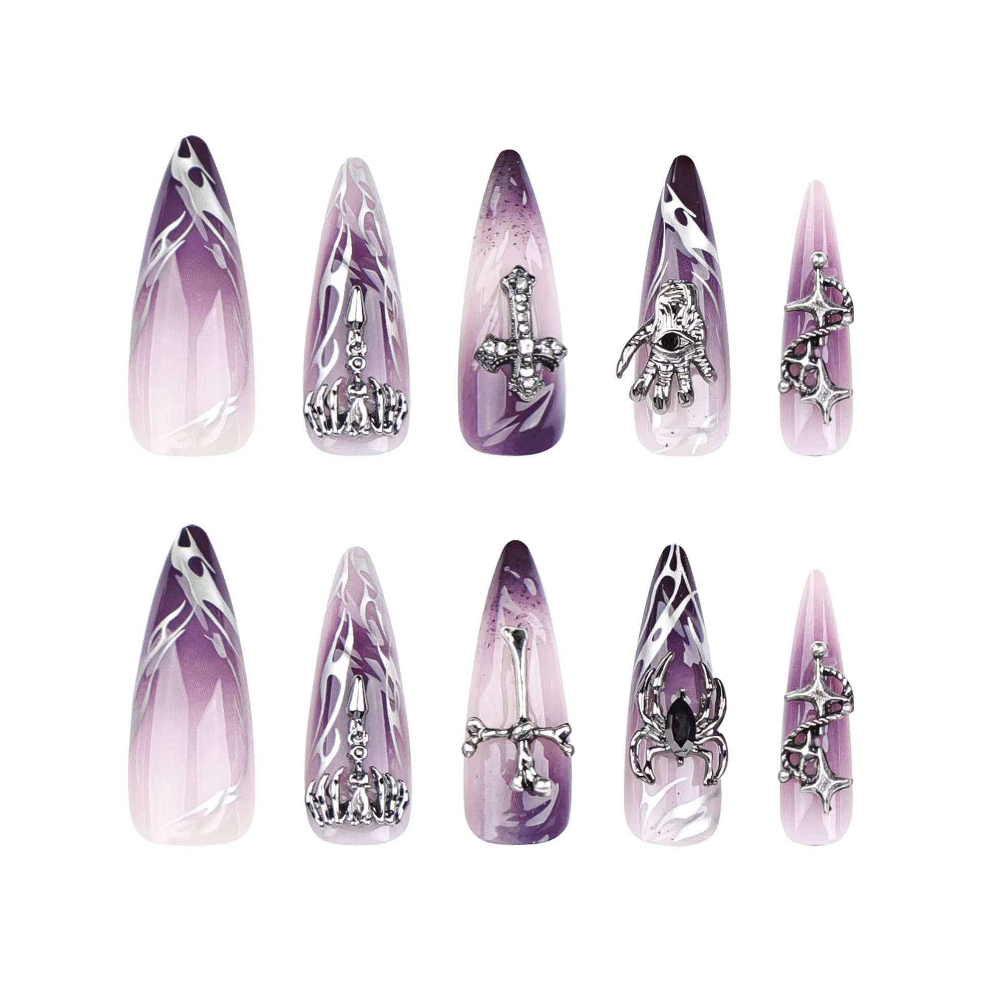 Faux ongles longs en amande pour Halloween