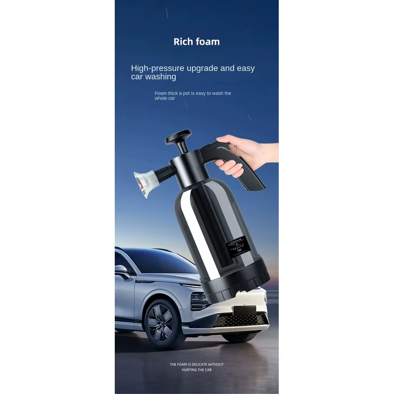 Canon à mousse pneumatique manuel 2L avec pompe manuelle et 3 buses, flacon pulvérisateur pour lavage de voiture et nettoyage des surfaces vitrées