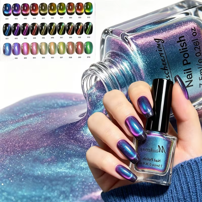 Vernis à ongles magnétique polarisé effet œil de chat irisé