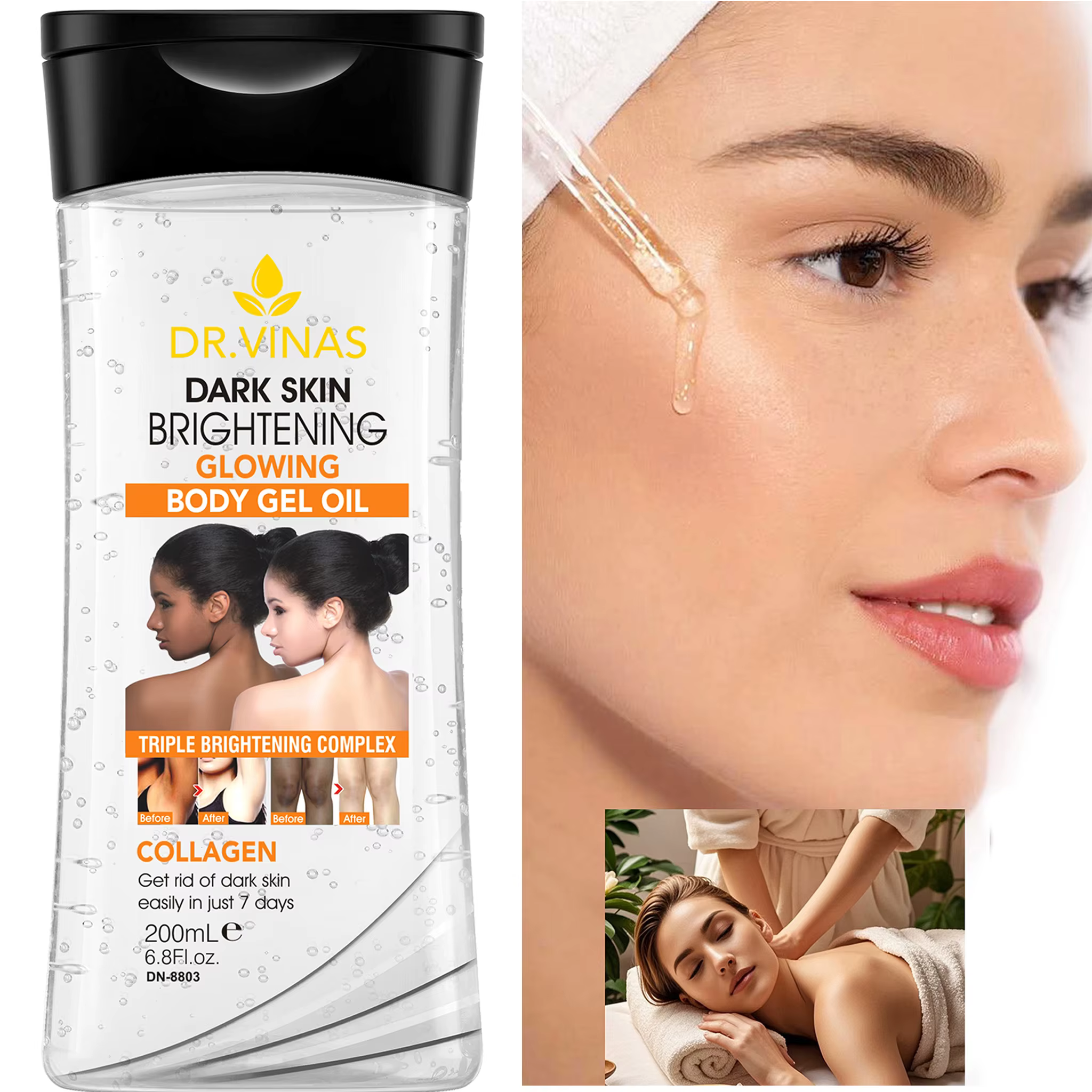 200ml GEL CORPOREL ÉCLAIRANT ET ÉCLATANT Huile Essentielle pour le Corps Huile de Soin de la Peau Hydratante et Hydratante Convient à Toutes les Saisons
