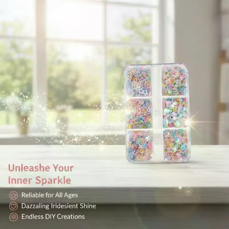 6 Grilles de Paillettes Étoiles Colorées en Forme d'Étoile à Cinq Branches