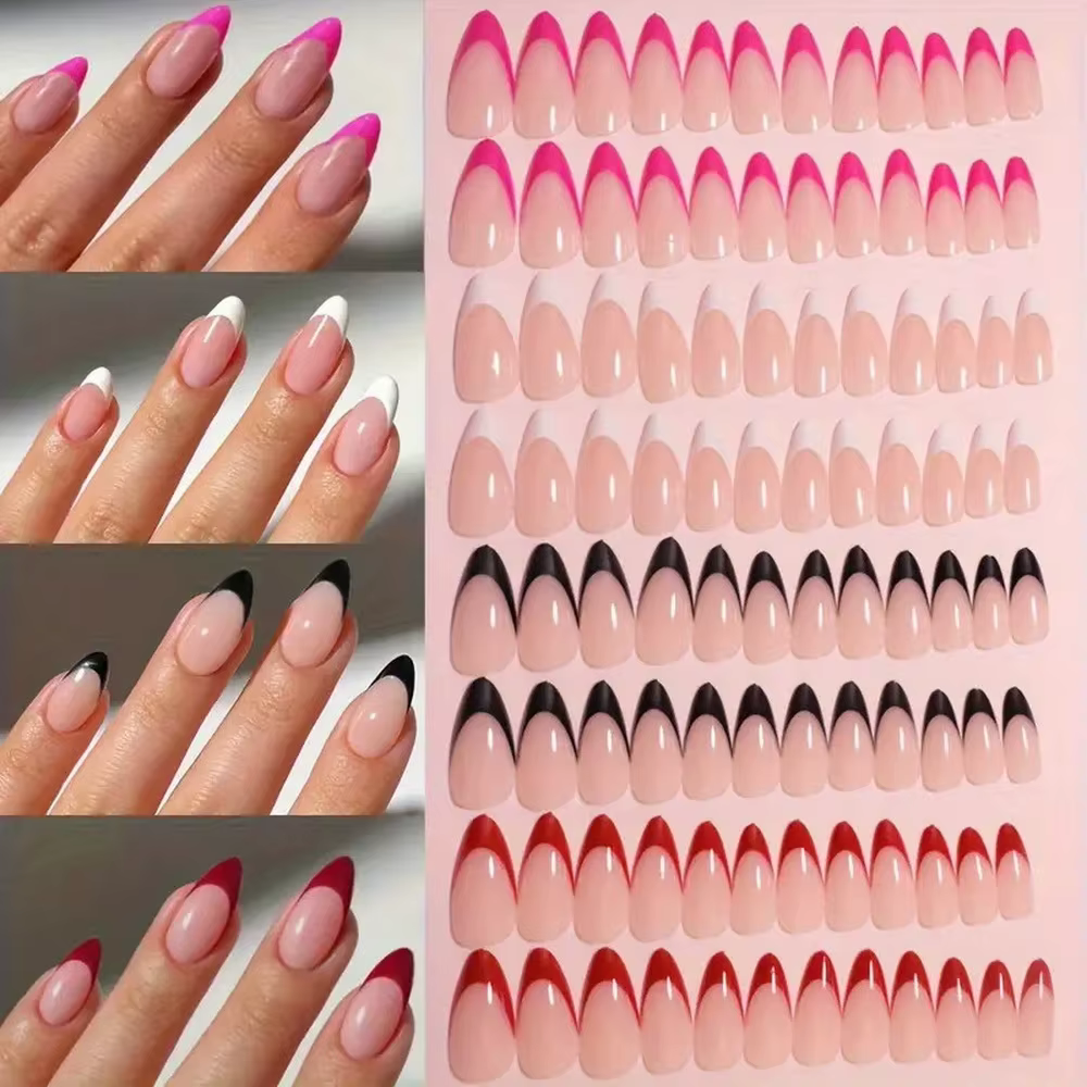 24 faux ongles à presser en forme d'amande