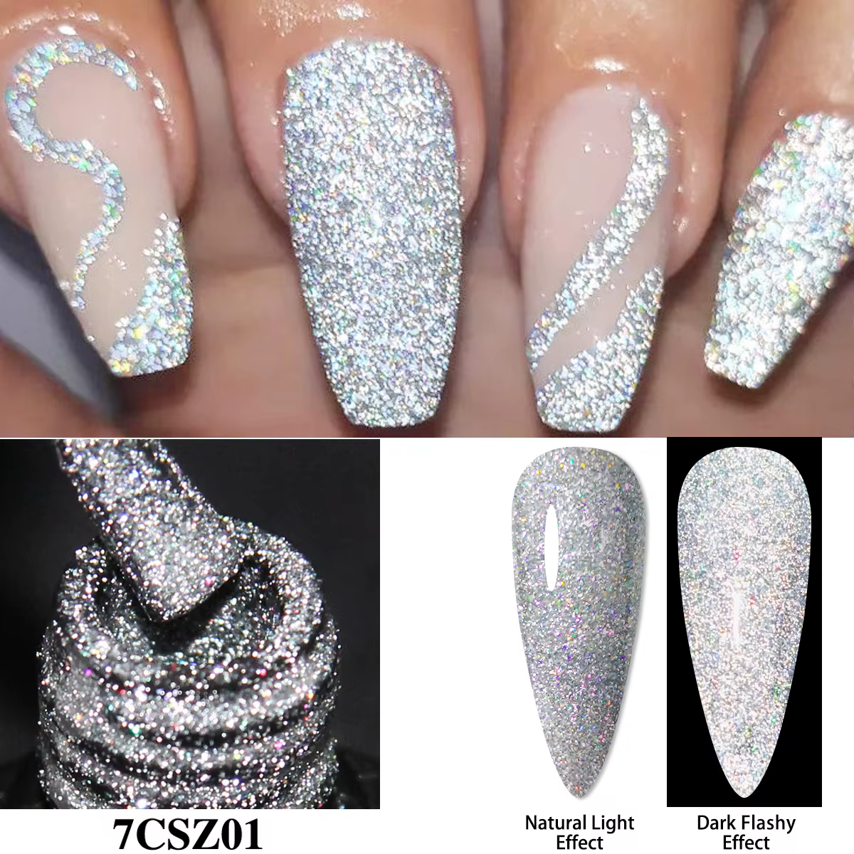 Heimat Frisch 7ml Gel à ongles argenté scintillant — Éclat éblouissant et brillance argentée glamour ; Un incontournable pour les passionnés de mode