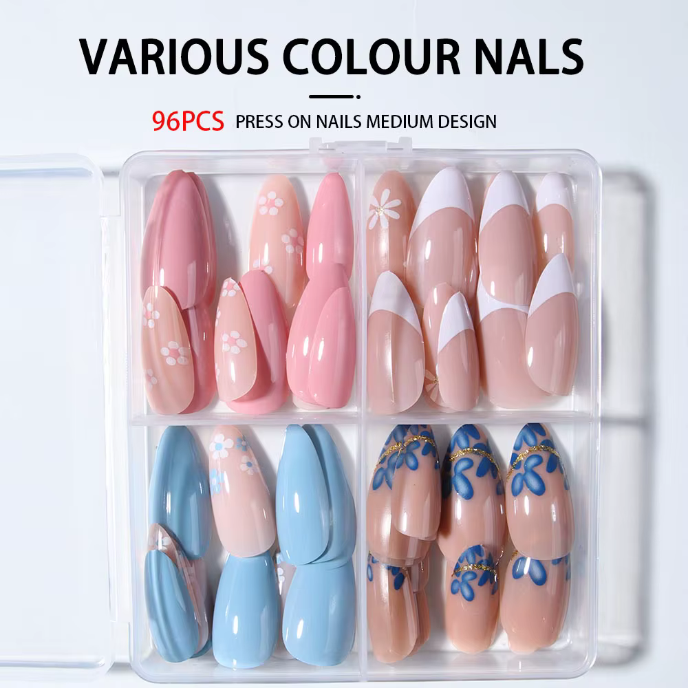 96 pièces (quatre styles) ongles en amande