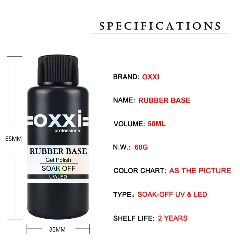 OXXI Base en caoutchouc épais et sans lingette vernis à ongles Gel dernier 50ml Nail Art couche de finition y