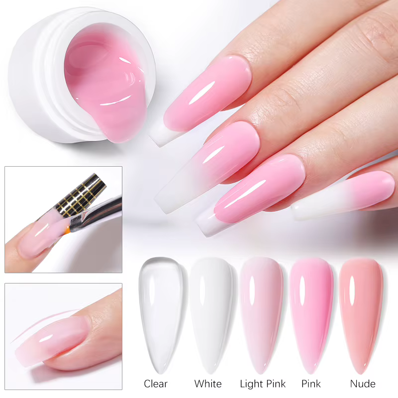 UR SUGAR 6 EN 1 Gel d'Extension pour Ongles 15ML Transparent Gel Constructeur Rapide Semi-Permanent Auto-nivelant Gel UV de Construction Soak Off