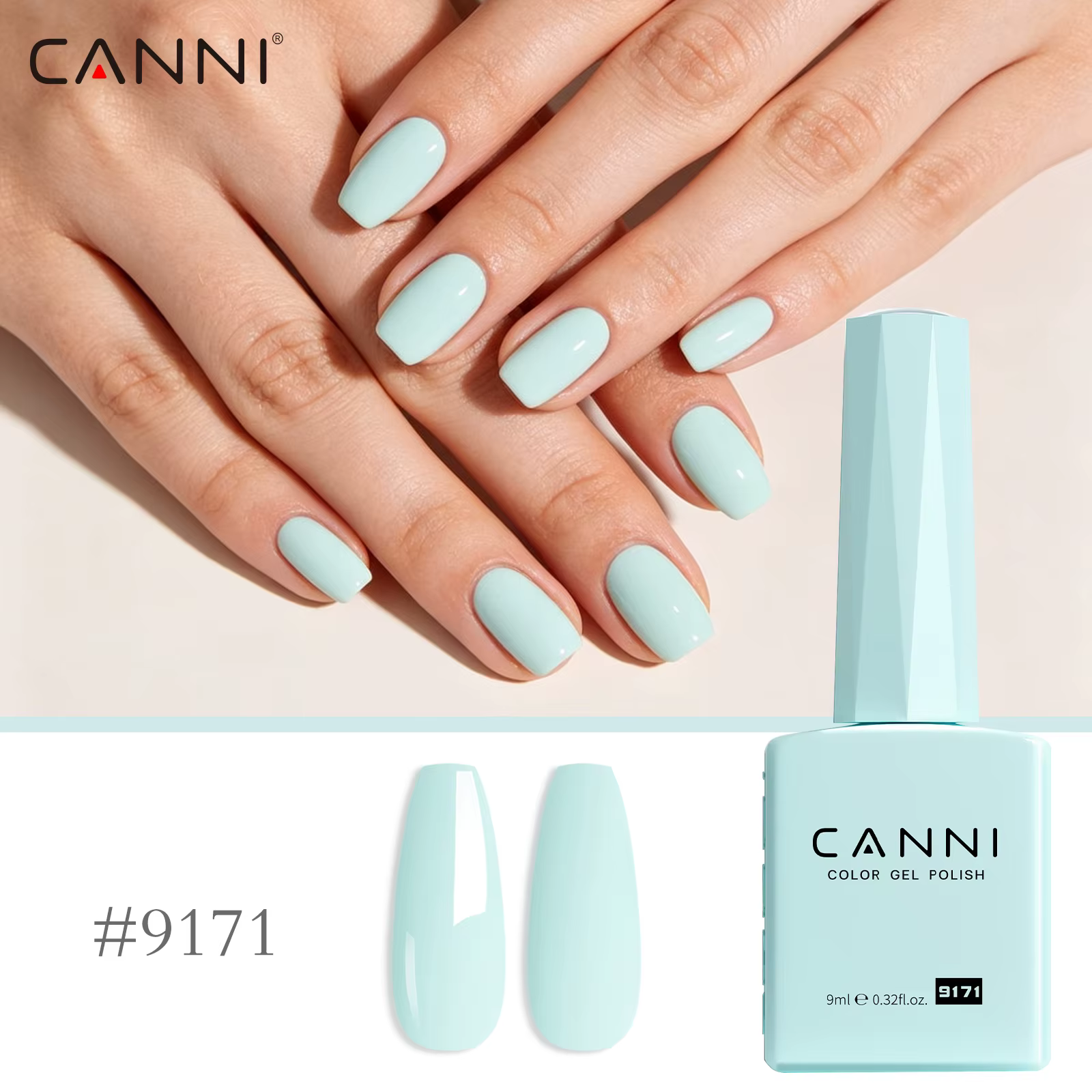 CANNI # Vernis à ongles gel bleu menthe pastel 9171