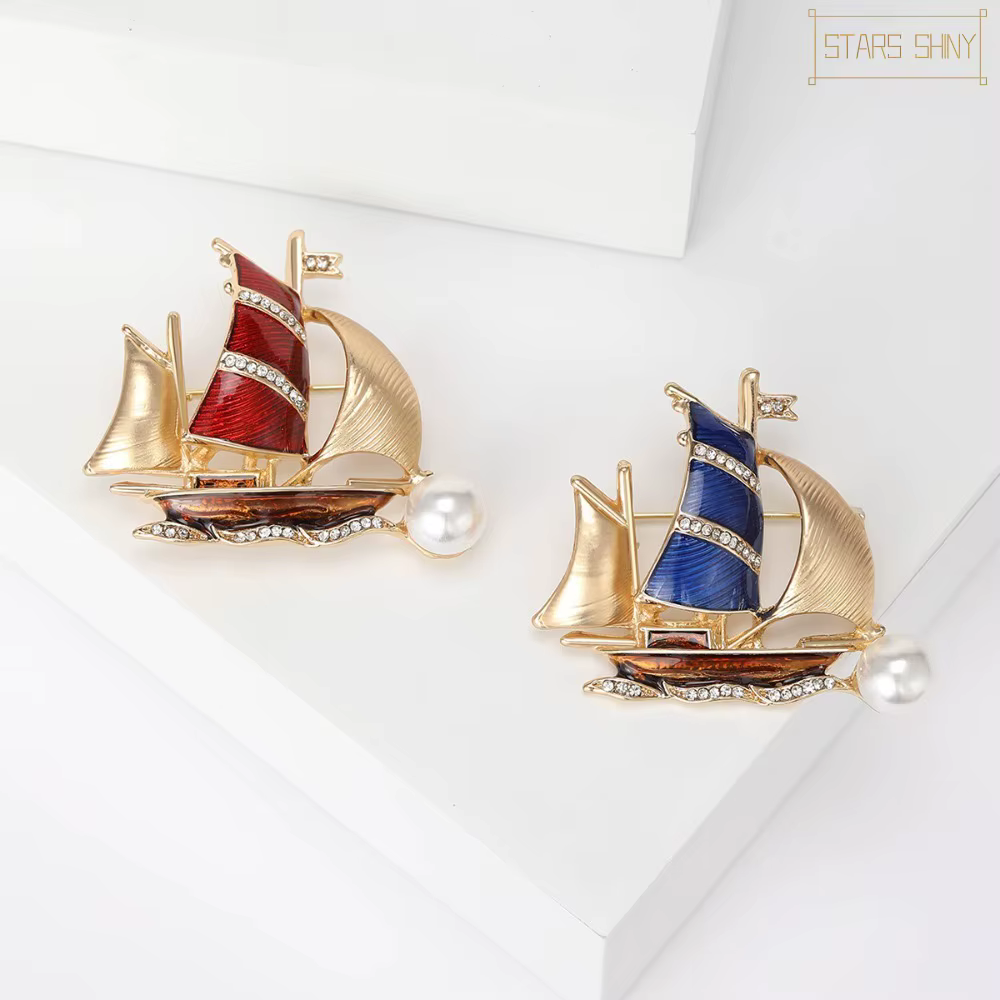 Broche de voilier au design nautique élégant, accessoire parfait pour chemisiers, blazers, robes et tenues quotidiennes/décontractées
