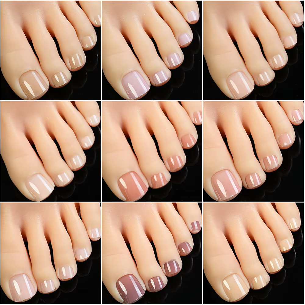 120 pièces nu rose court carré presse sur les ongles naturel-couleur unie Gel doux faux