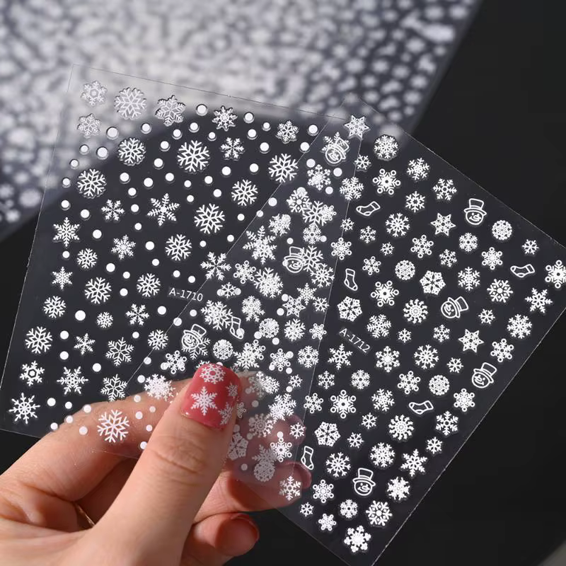 Autocollants 3D en relief flocon de neige d'hiver pour nail art