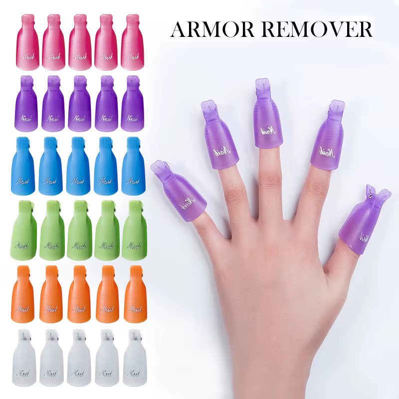 10 Pcs/sac Coloré Acrylique Nail Art Soak Off Cap Clips Ongles Nettoyage Manucure UV Gel Polish