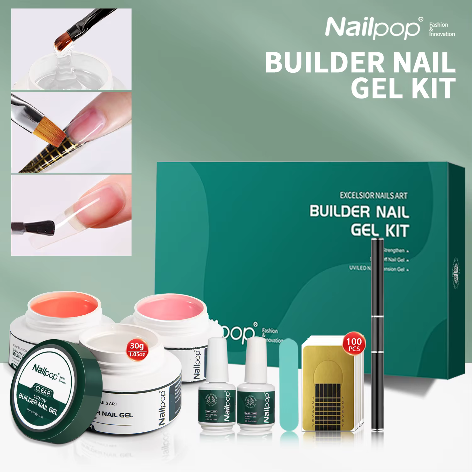 Nailpop Kit de construction de Gel rose nu clair 3 couleurs 1 ensemble professionnel Nail Art bricolage manucure constructeur Gel Kit ongles forts