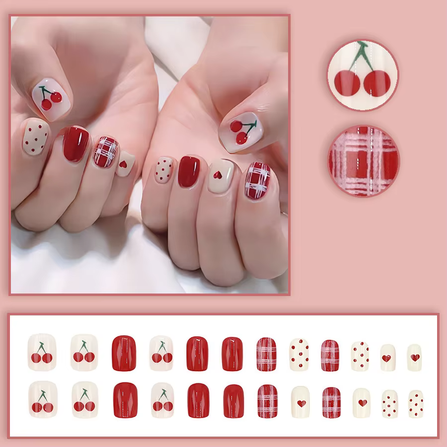 Faux ongles carrés courts pour femmes et filles