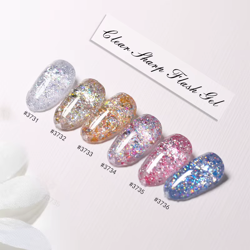 Ibdgel 15g Gel à ongles pailleté transparent, gel flash éclatant, vernis semi-permanent UV, gel pour nail art