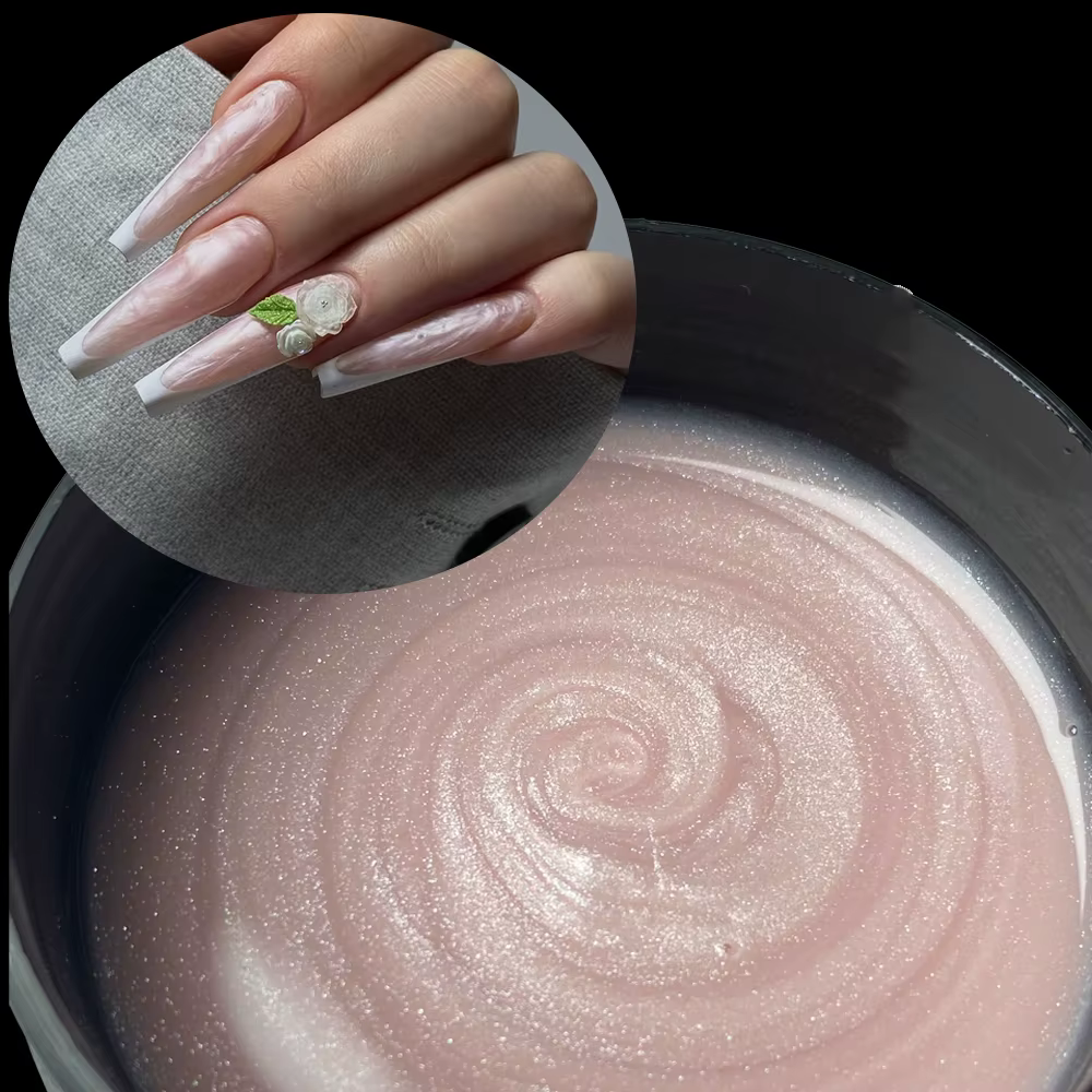 Jillnails Shimmer Nude Gel Nail Builder 100g Glitter Scintillant Blanc Or Argent Rose
