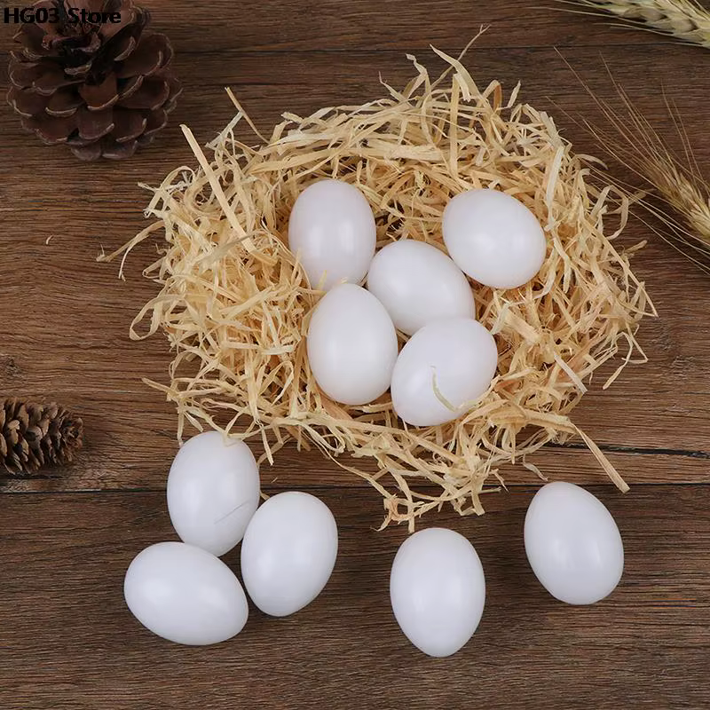 10 pièces faux oeufs en plastique Pigeon oeuf solide Pigeon faux oeuf Pigeon à couver fournitures 2.5cm x 3.5cm