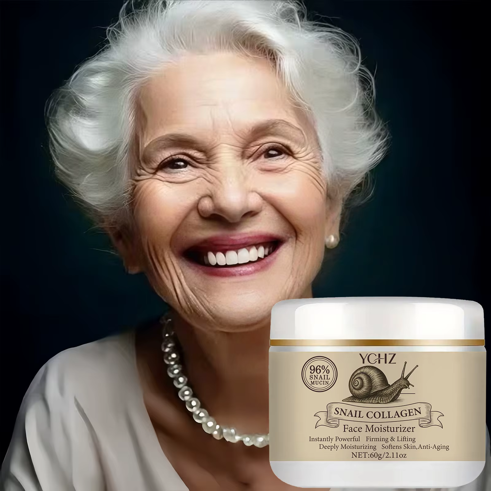 Crème à la sécrétion d'escargot et au collagène - 60g - Hydratation 24h - Lissage instantané - Contient 96% de mucine d'escargot - Absorption rapide - Protection de la peau - Produits de soin coréens